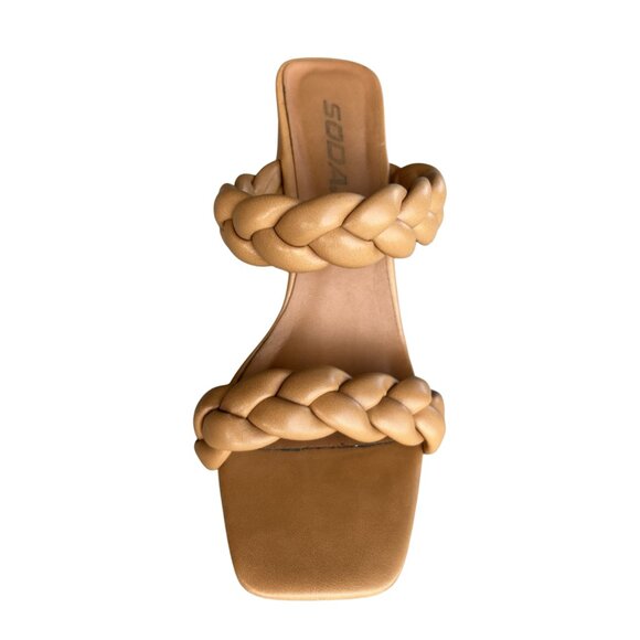 Soda New Found Love Double Braided Heel - Camel - Size 7W - Picture 3 of 5